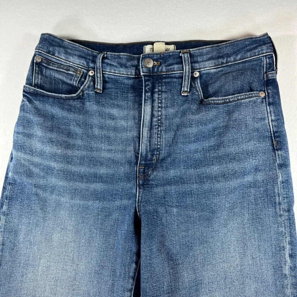 Madewell Slim Wide-Leg Crop Jeans Womens 31 Medium Wash Blue Denim High Rise